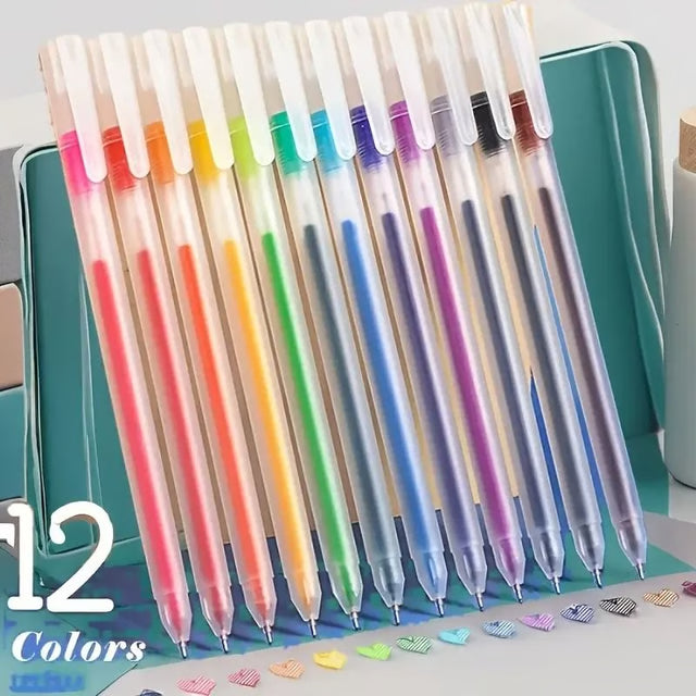 12-Color Creative Gel Pen Set – Ultra-Smooth Writing & Vibrant Ink for Study, Journaling, and Art