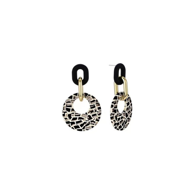 Geometric Leopard Print Circle Earrings, Temperament Exaggerated Versatile Earrings, Leopard Advanced Earrings Acrylic