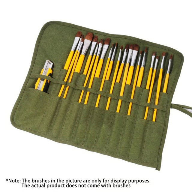 Twenty Two Slot Canvas Paint Brush Roll for Artists and Calligraphers