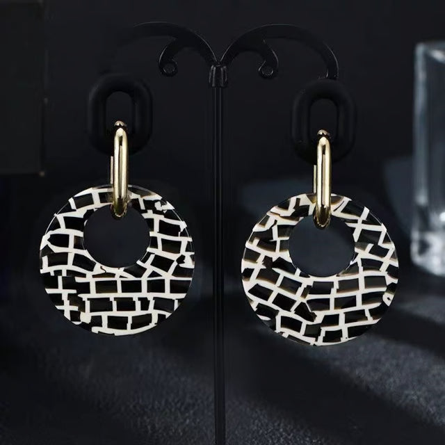 Geometric Leopard Print Circle Earrings, Temperament Exaggerated Versatile Earrings, Leopard Advanced Earrings Acrylic