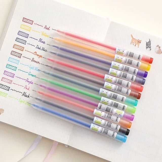 12-Color Creative Gel Pen Set – Ultra-Smooth Writing & Vibrant Ink for Study, Journaling, and Art