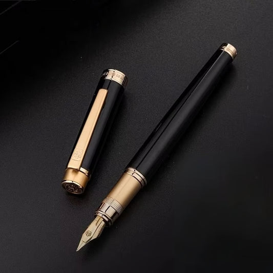 Hero 1086 Bright Black Gold Iridium Pen, Gift Box Business Office Calligraphy Practice