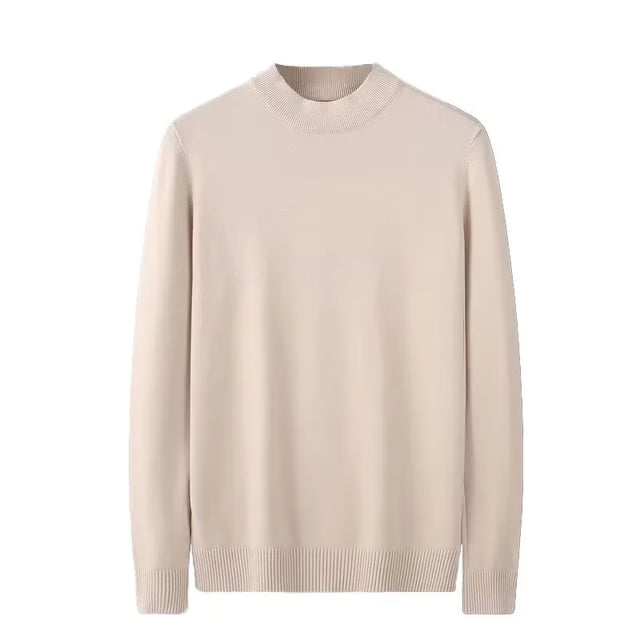 Men's Sweater, Half Polo Turtle Neck, Loose Fit Knit Top, Autumn Winter Base Layer