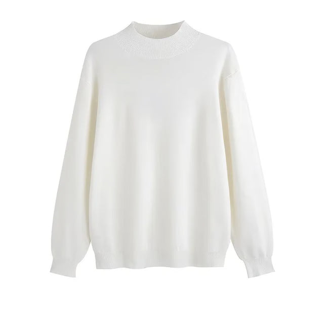 Men's Sweater, Half Polo Turtle Neck, Loose Fit Knit Top, Autumn Winter Base Layer