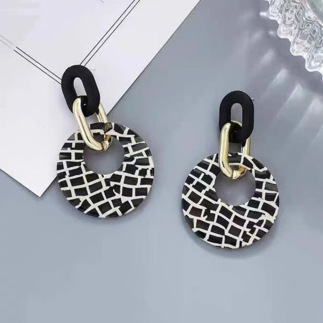 Geometric Leopard Print Circle Earrings, Temperament Exaggerated Versatile Earrings, Leopard Advanced Earrings Acrylic